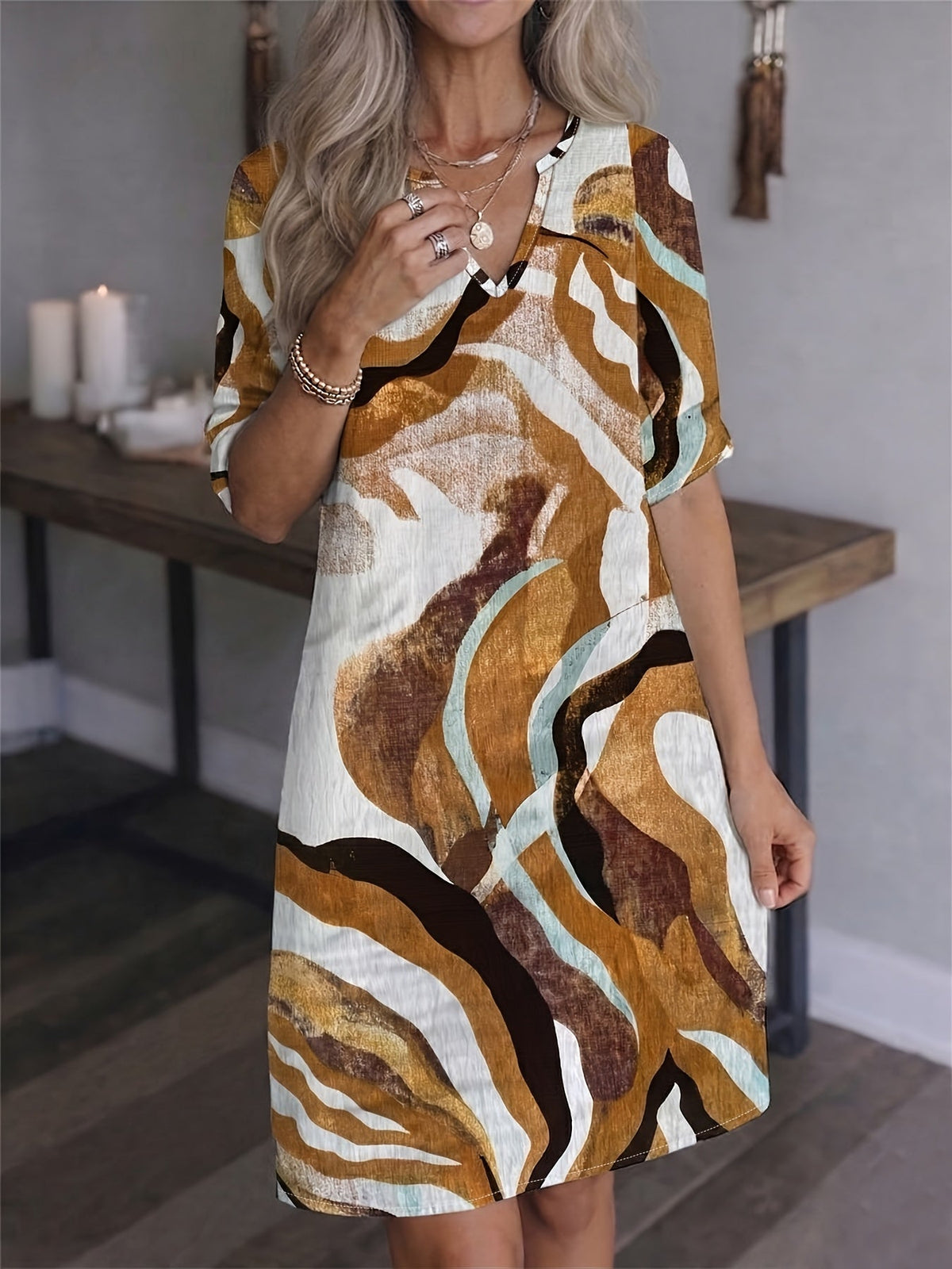 Ramona | Artful Print Shift Dress Image