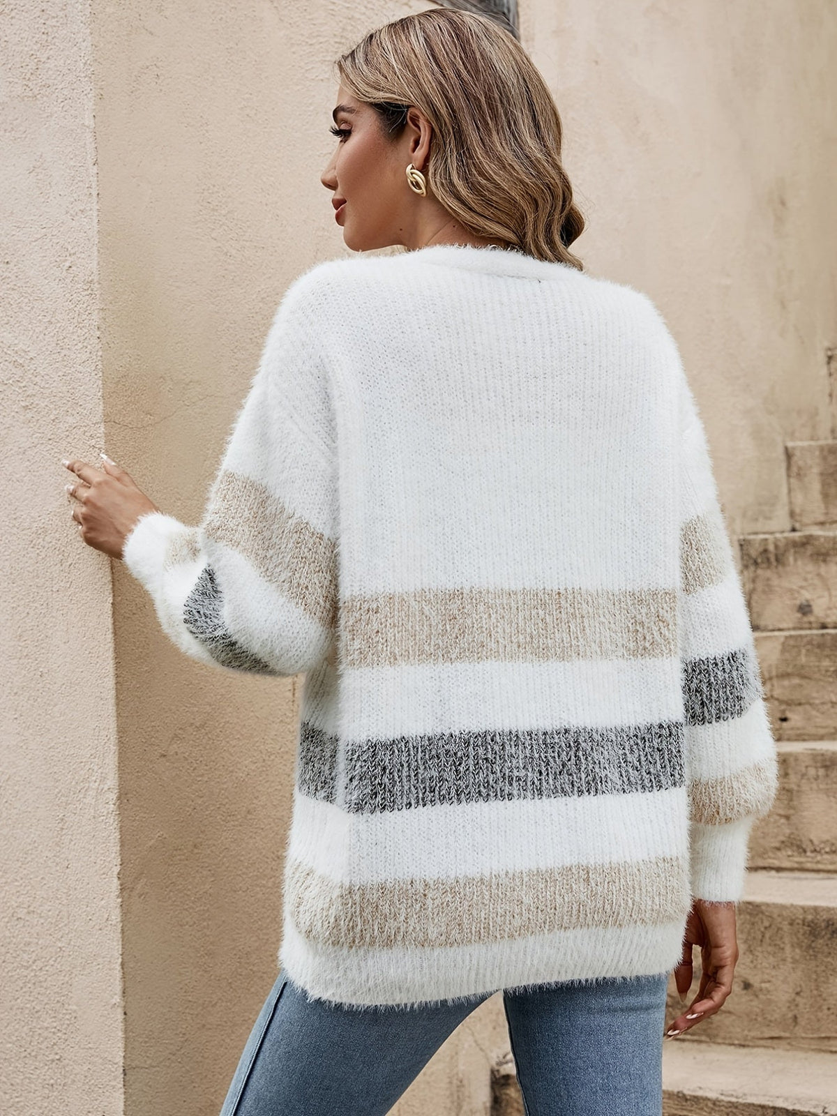 Hattie | Striped Open-Front Cardigan Image