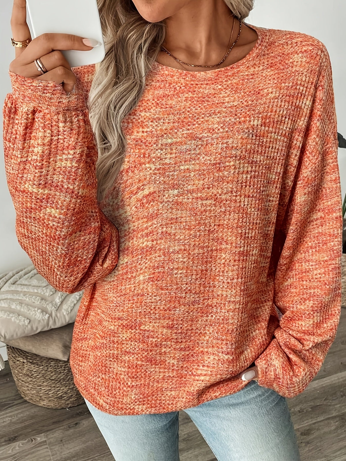 Katrina | Relaxed Waffle-Knit Sweater Image