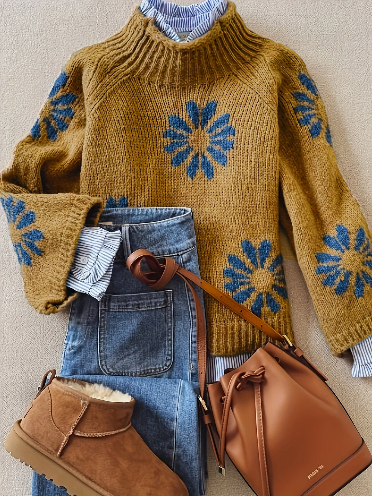 Sienna | Blossom-Knit High Neck Sweater Image