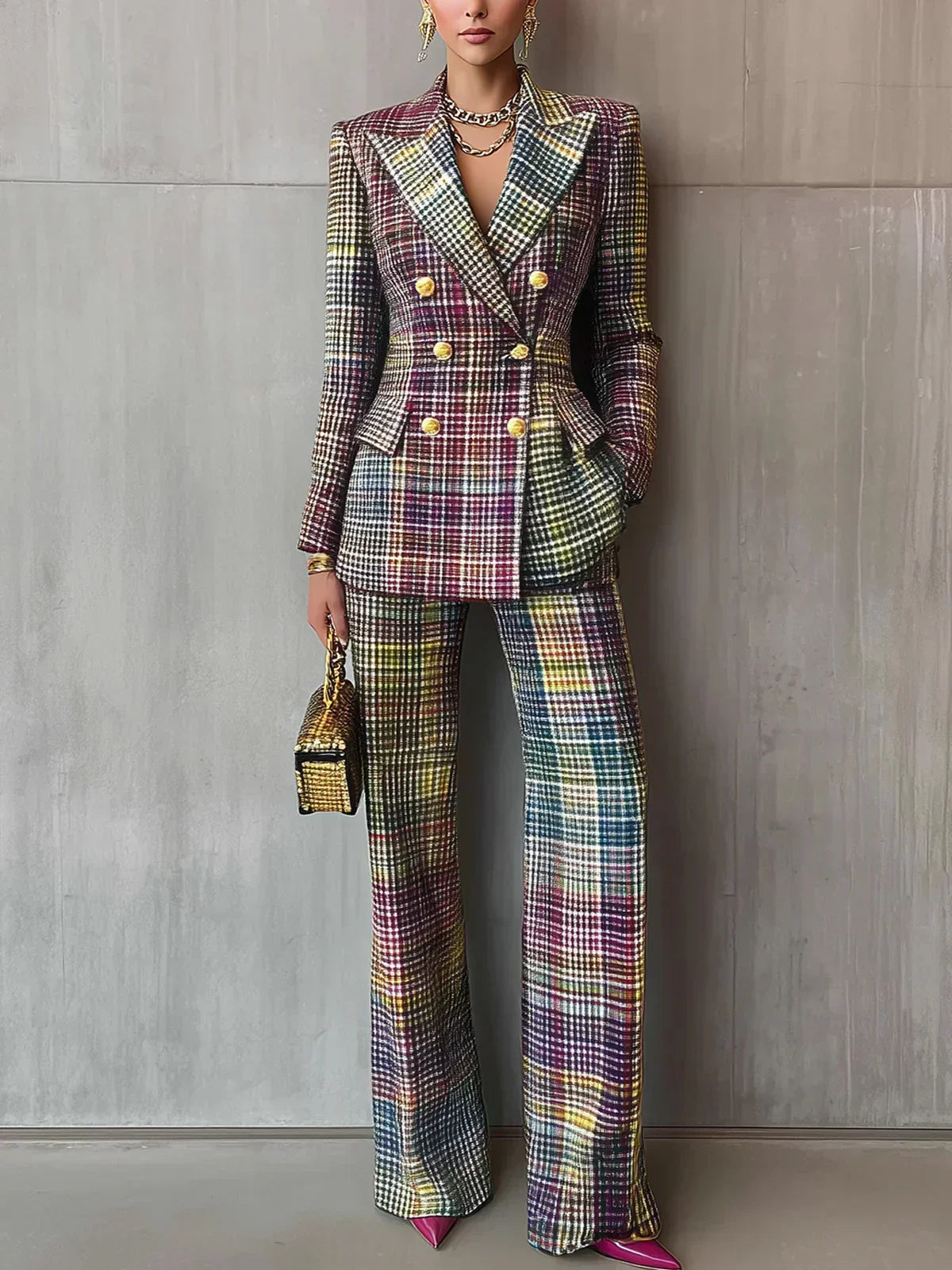 Sophia | Luxe Multicolor V-neck Suit Image