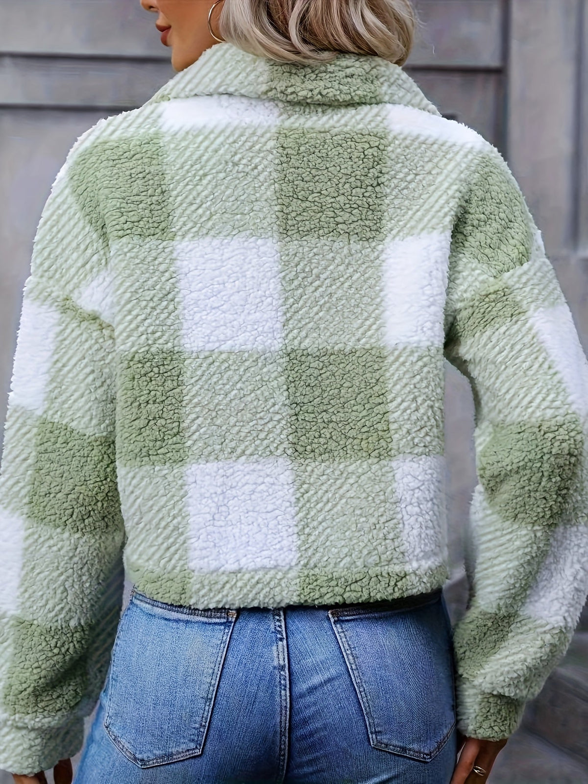 Marnie | Cozy Cropped Plaid Jacket Image