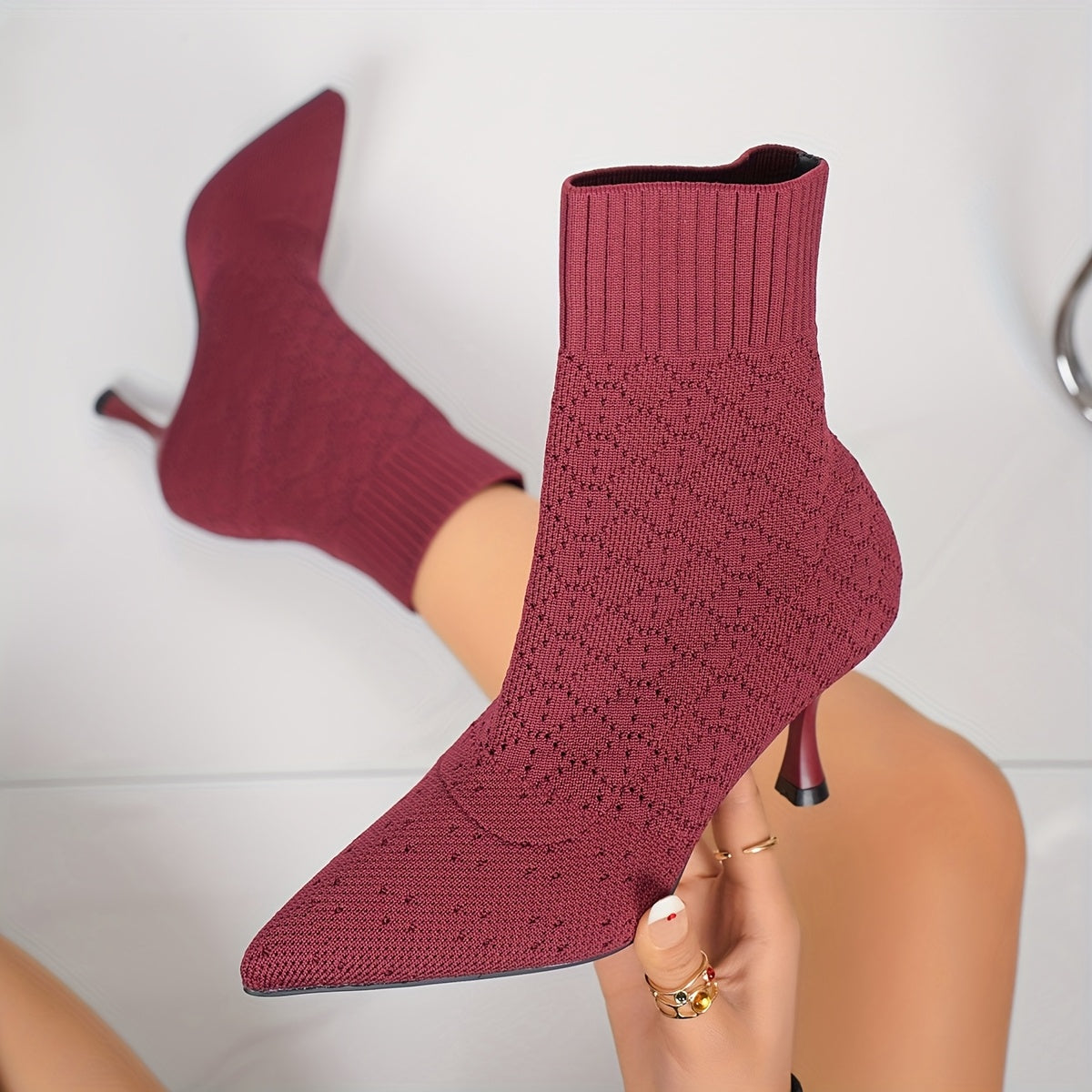 Tamsin | Pointed Sock-Style Ankle Boots Image
