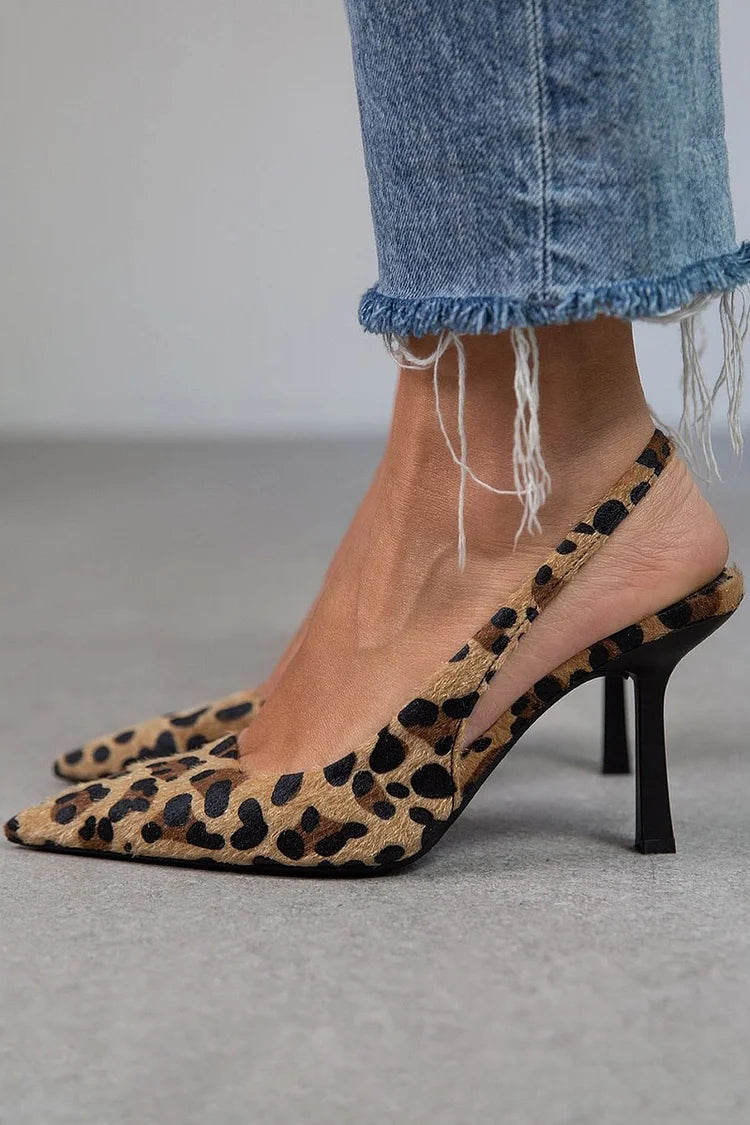 Bailey | Leopard Sling Back Pointed Heels Image