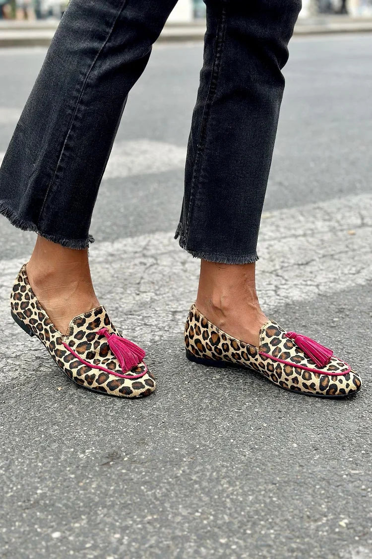 Kendall | Classic Animal Print Fringes Loafer Image