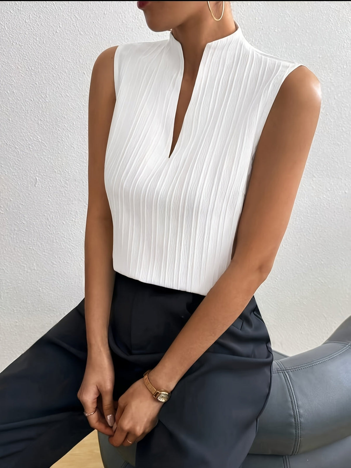 Adeline | Refined Sleeveless V-Neck Top Image