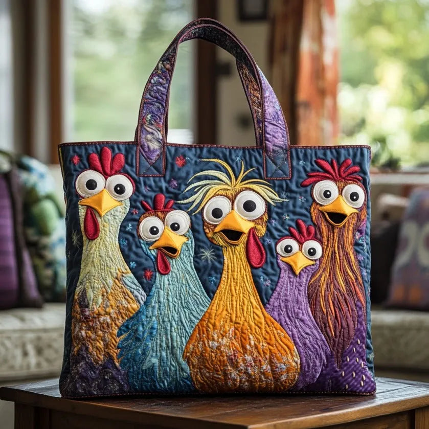 Louise | Multicolor Chicken Art Tote Bag Image