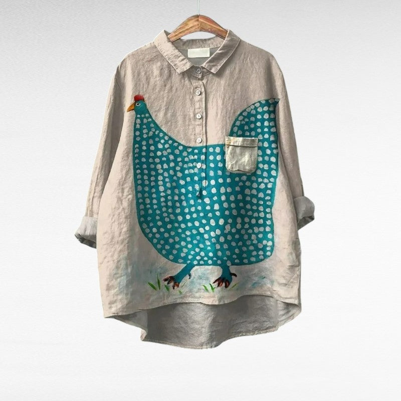 Keisha | Modern Chicken Print Blouse Image