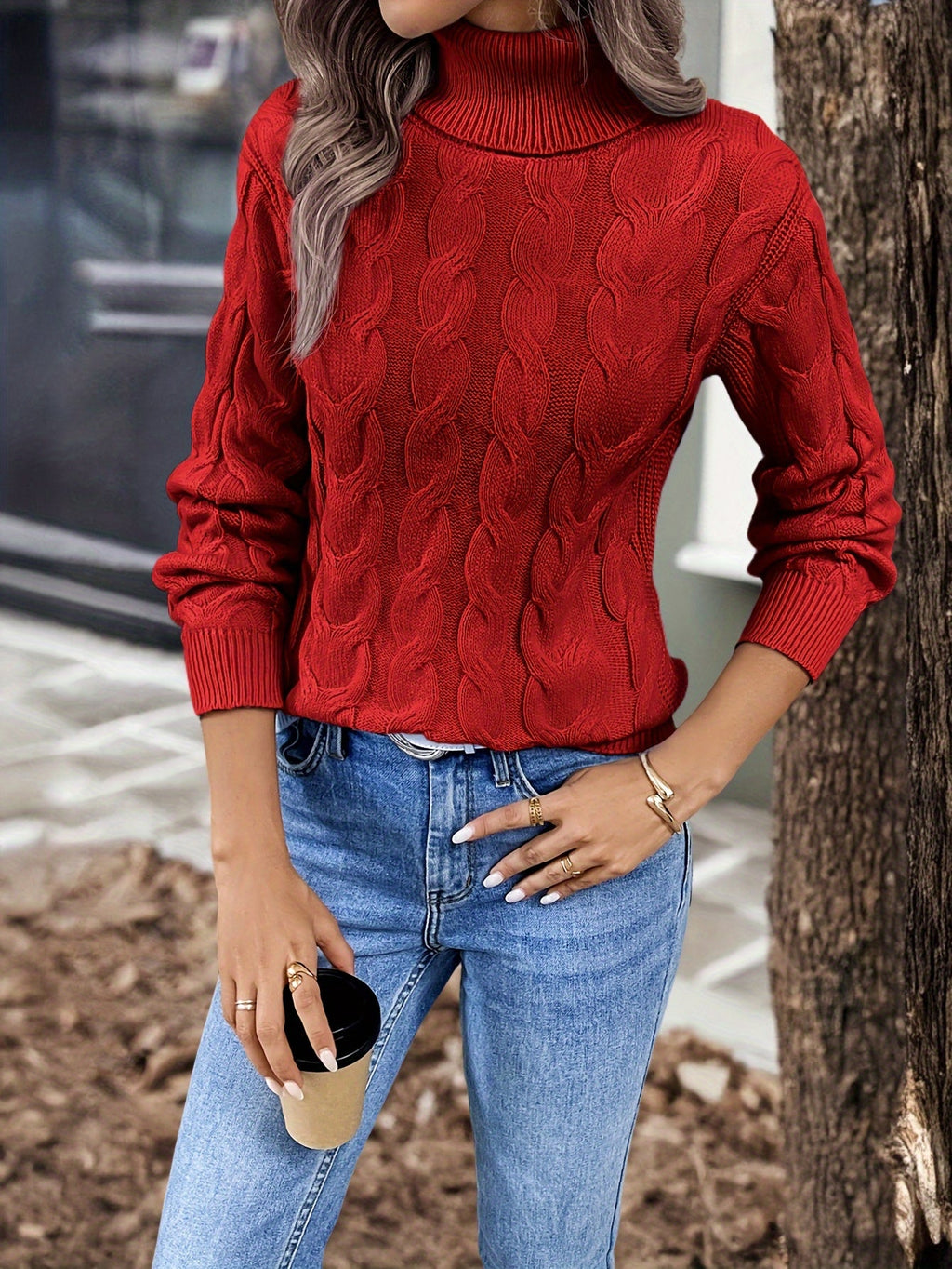 Celeste | Cozy Cable-Knit Turtleneck Sweater