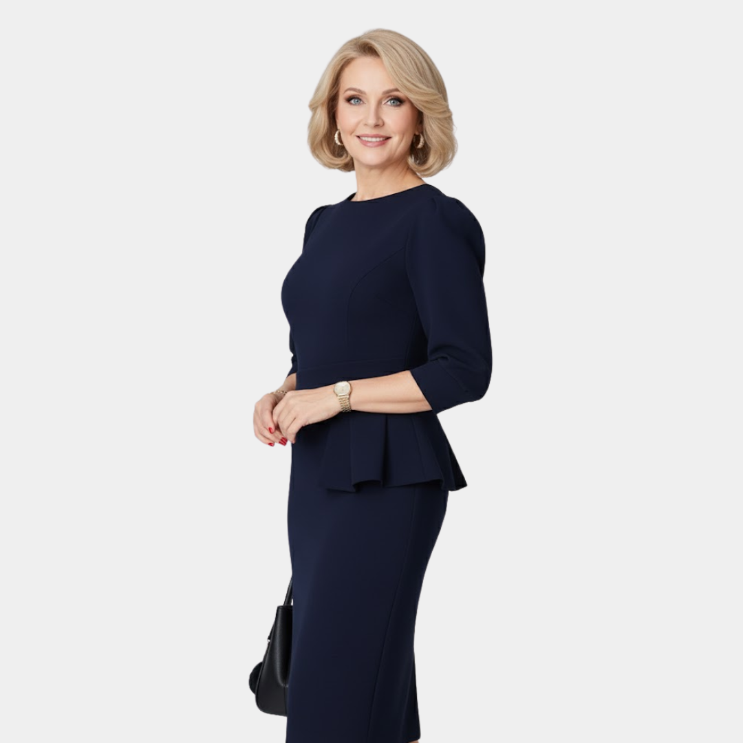 Adele | Sculpted Peplum Midi Dress Image