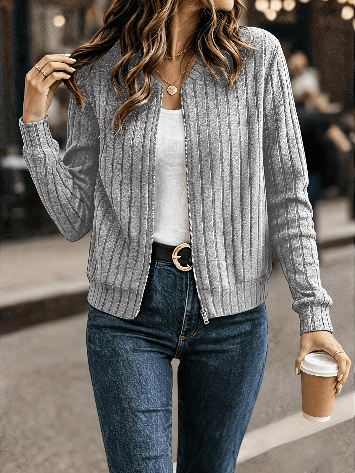 Blair | Ribbed Zip-Front Jacket Image