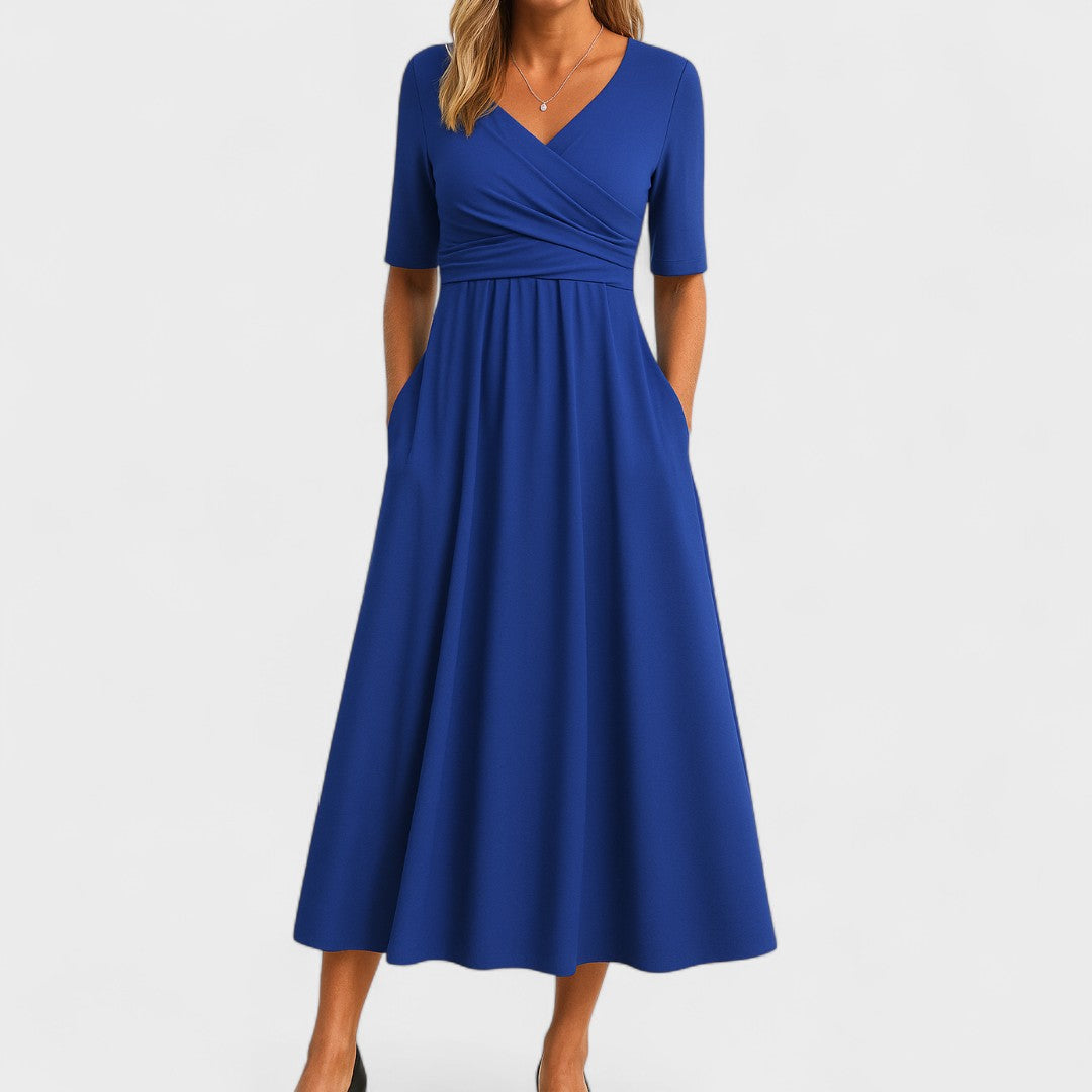 Maddison | Graceful Pleated Midi Dress Image