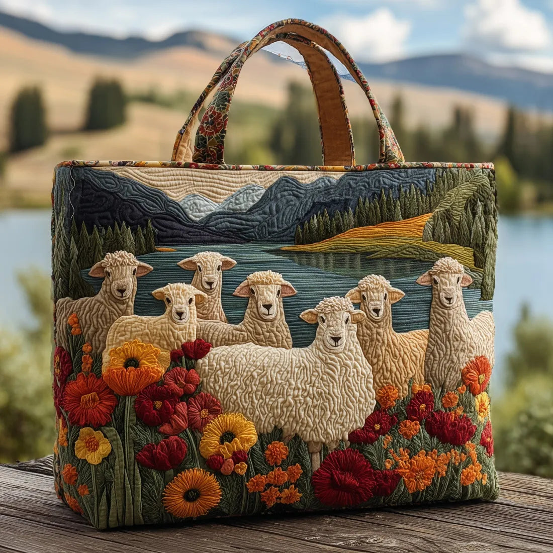Lauren | Artistic Sheep Floral Design Tote Bag Image