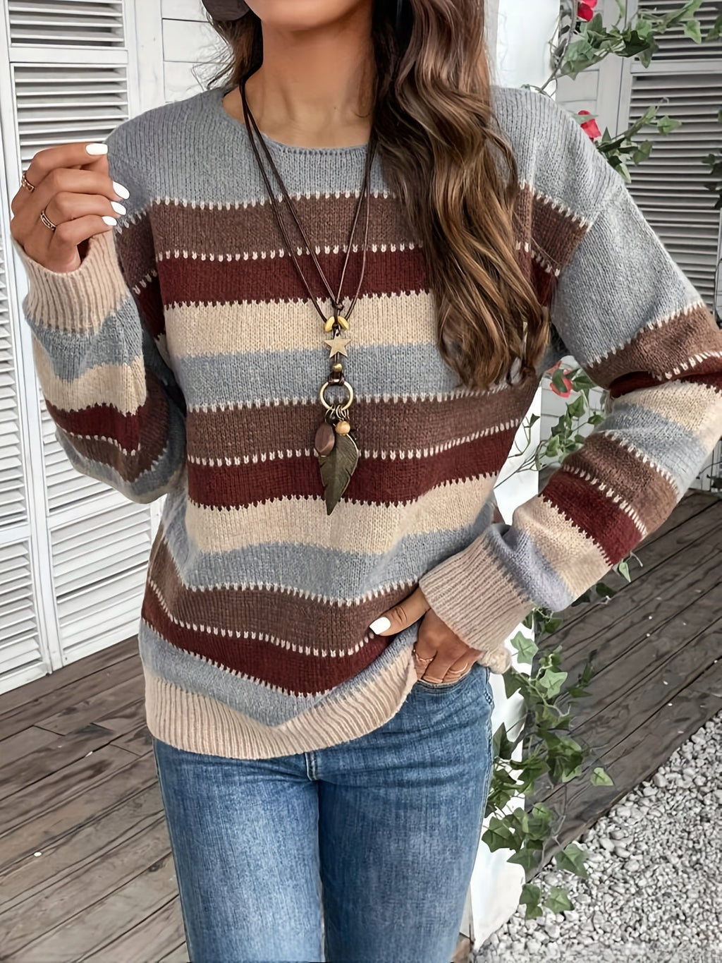 Maren | Cozy Striped Round-Neck Sweater
