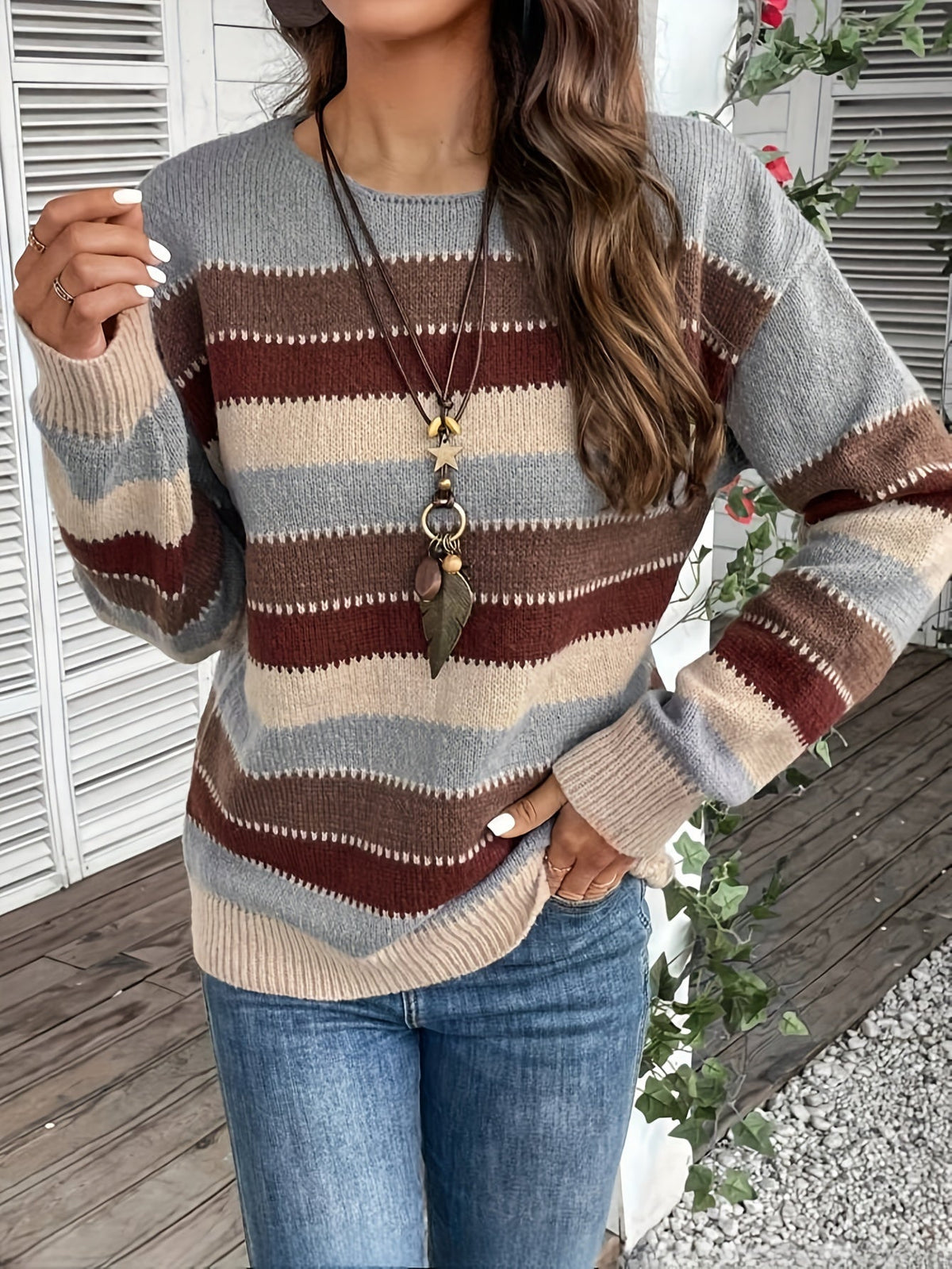 Maren | Cozy Striped Round-Neck Sweater Image