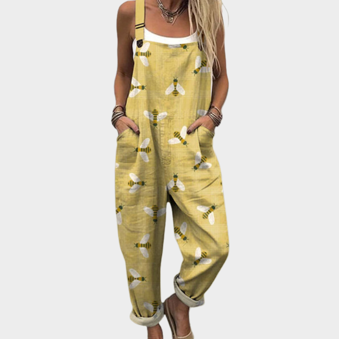 Briana | Comfortable Bee Art Pocket Jumpsuit Image