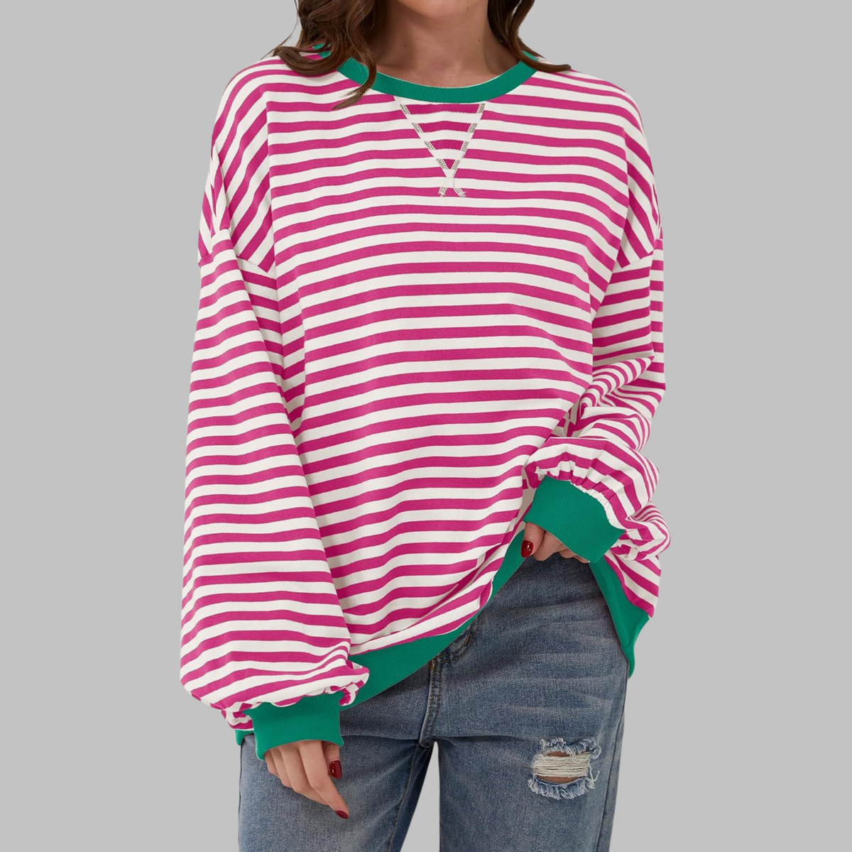 Margaret | Casual Long Sleeve Striped Sweatshirt Image