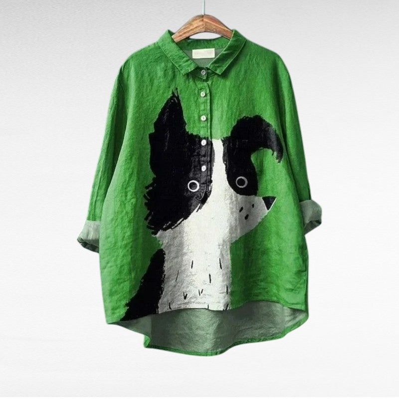 Sherry | Modern Dog Print Art Blouse Image