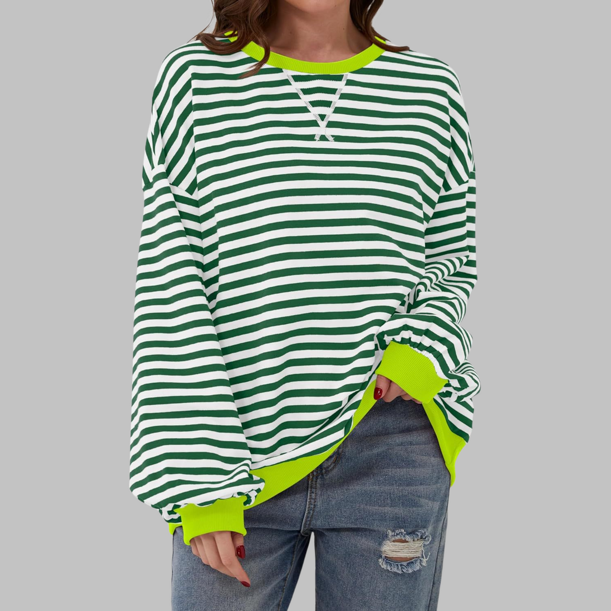 Margaret | Casual Long Sleeve Striped Sweatshirt Image