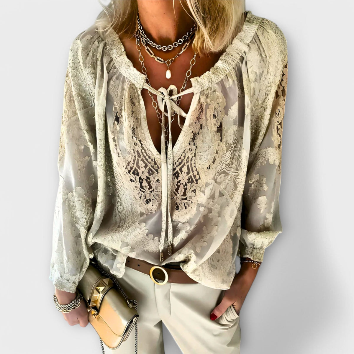 Fleur | Romantic Tie-Neck Blouse Image