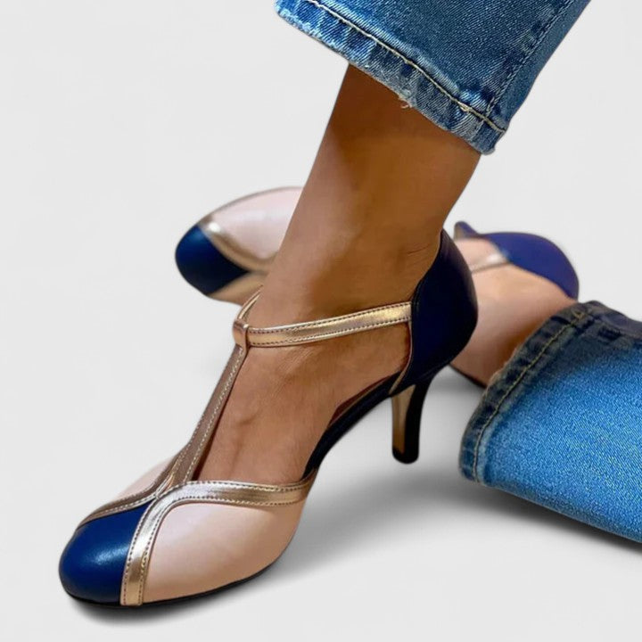 Rachel | Comfortable Color Block Heels Image