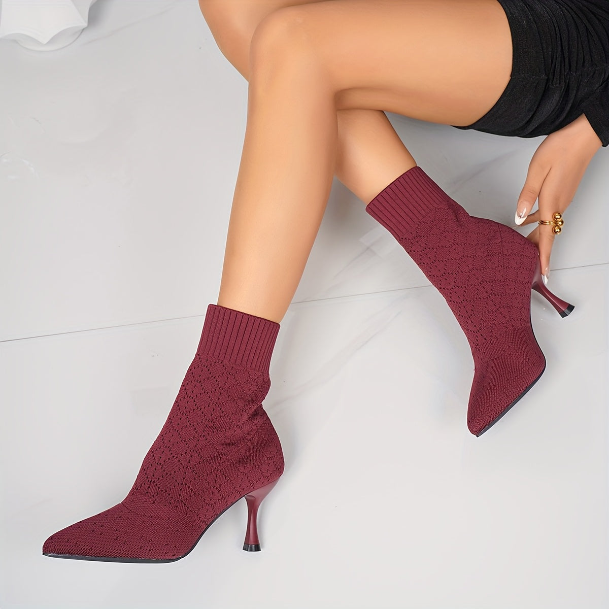 Tamsin | Pointed Sock-Style Ankle Boots Image