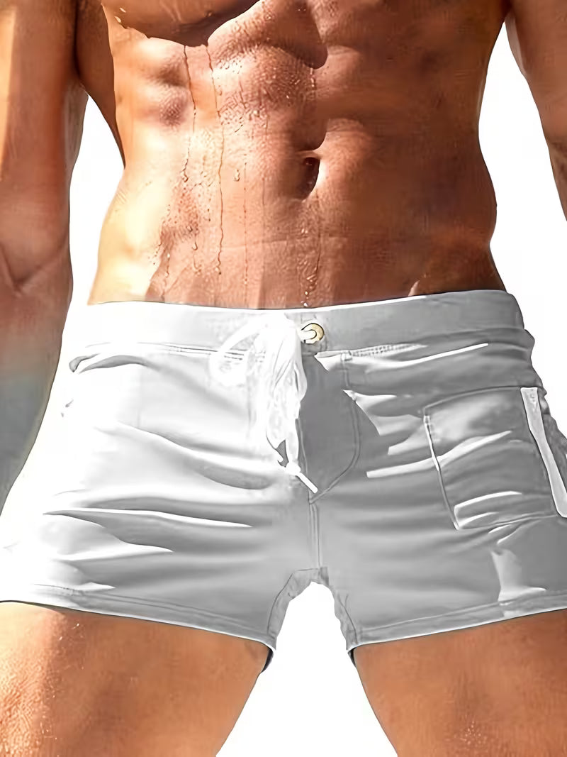 Tanner | Trendy Zipper Boxer Swim Trunks Image