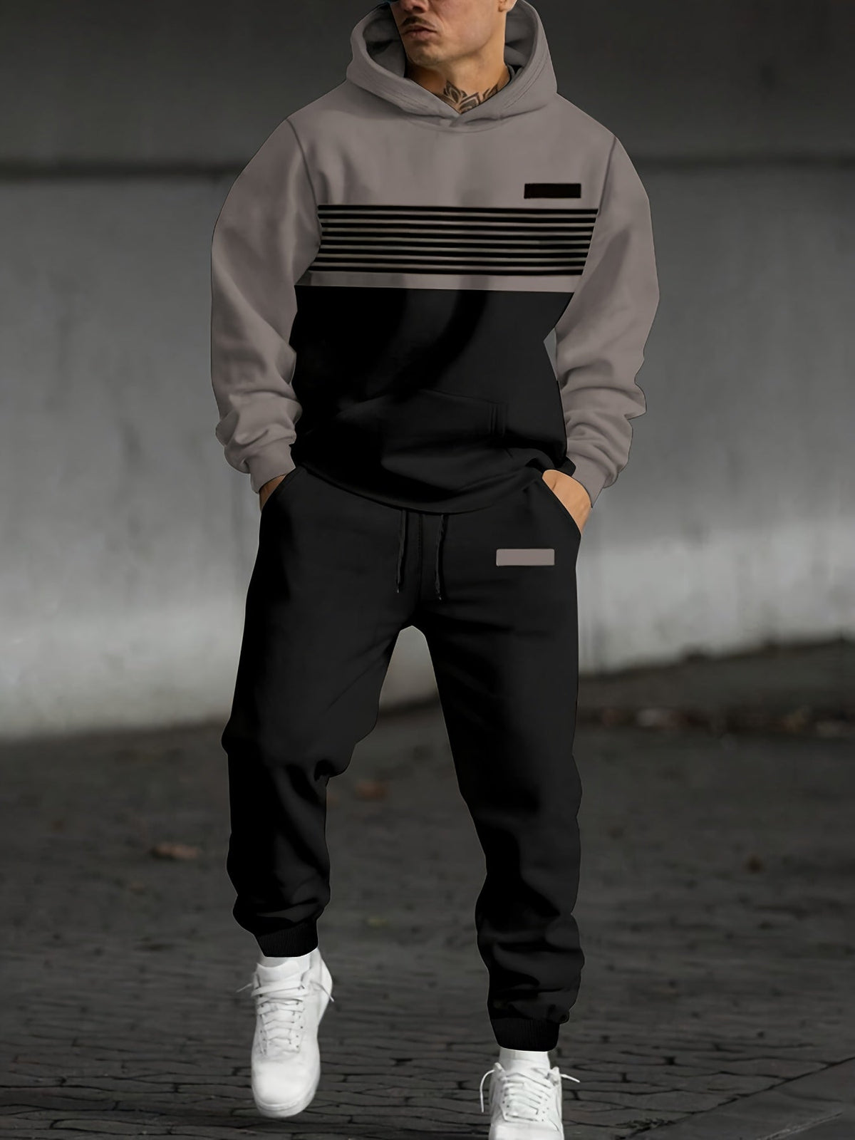 Dominic | Color Block Hooded Sweatshirt Image