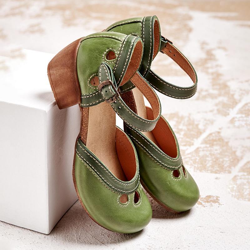 Felicity | Comfort Low-Heel T-Strap Sandals Image