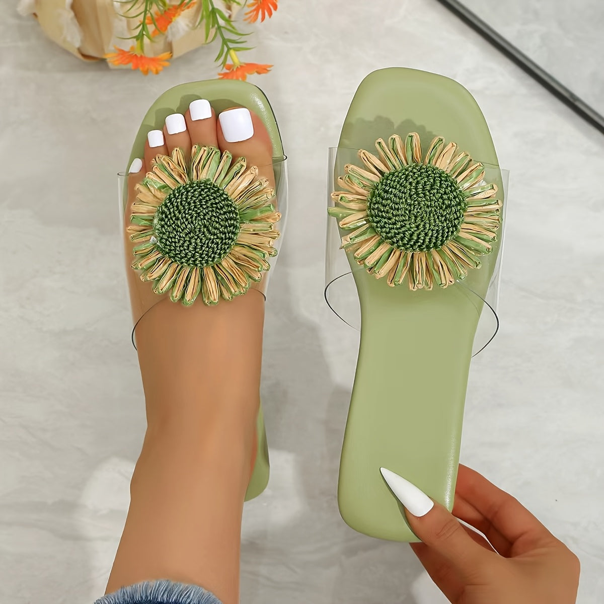Elise | Floral Square-Toe Sandals Image