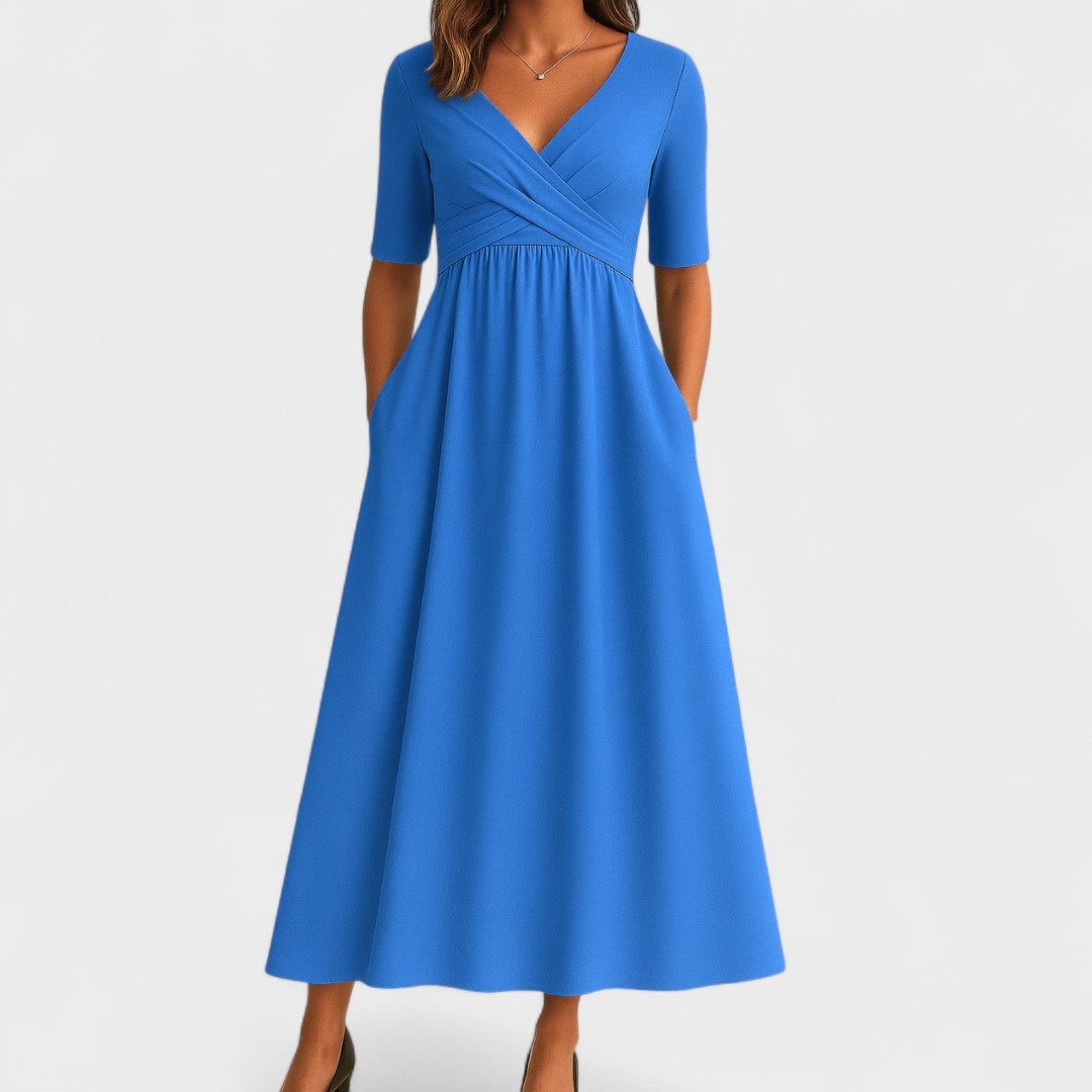 Maddison | Graceful Pleated Midi Dress Image