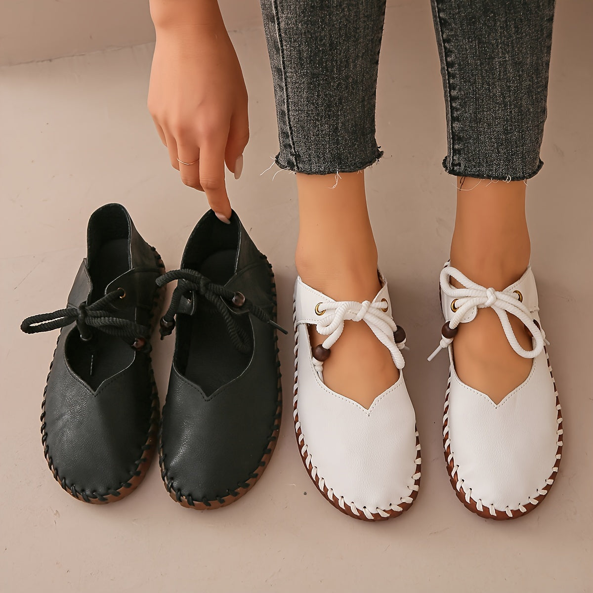 Annette | Handcrafted Lace-Up Flats Image