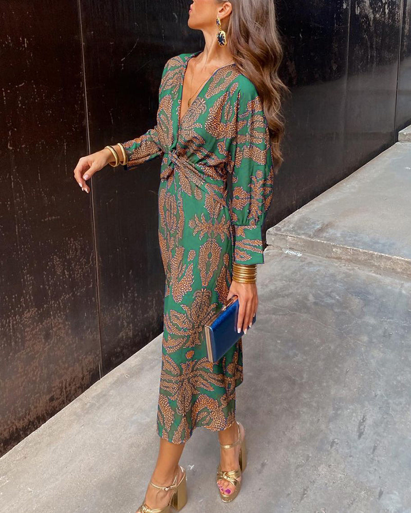 Caroline | Long V-Neck A-Line Maxi Dress Image