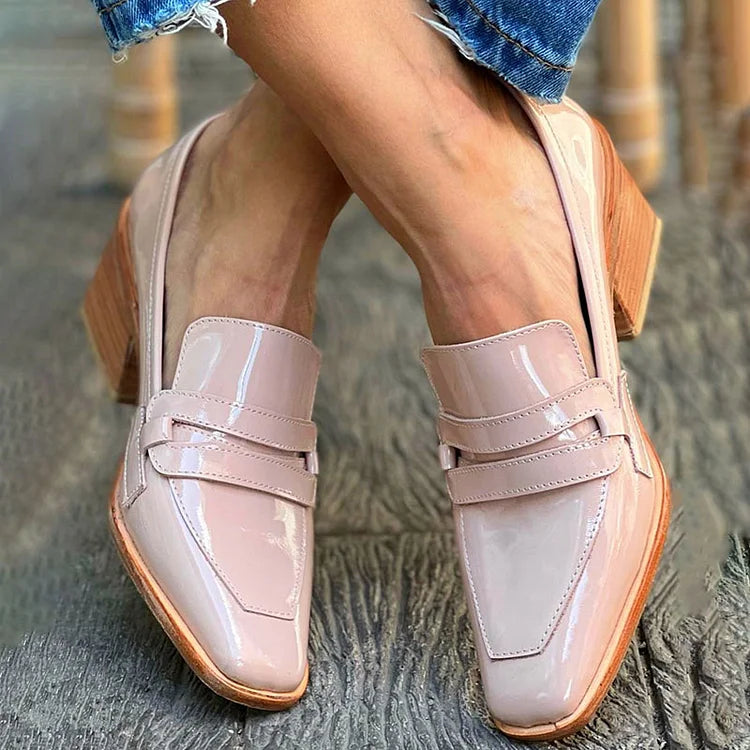 Micah | Elegant Wide Heel Shiny Mocassins Image
