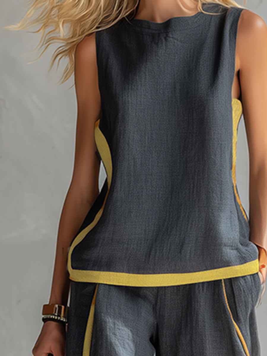 Layla | Elegant Sleeveless and Wide Trouser Set Image