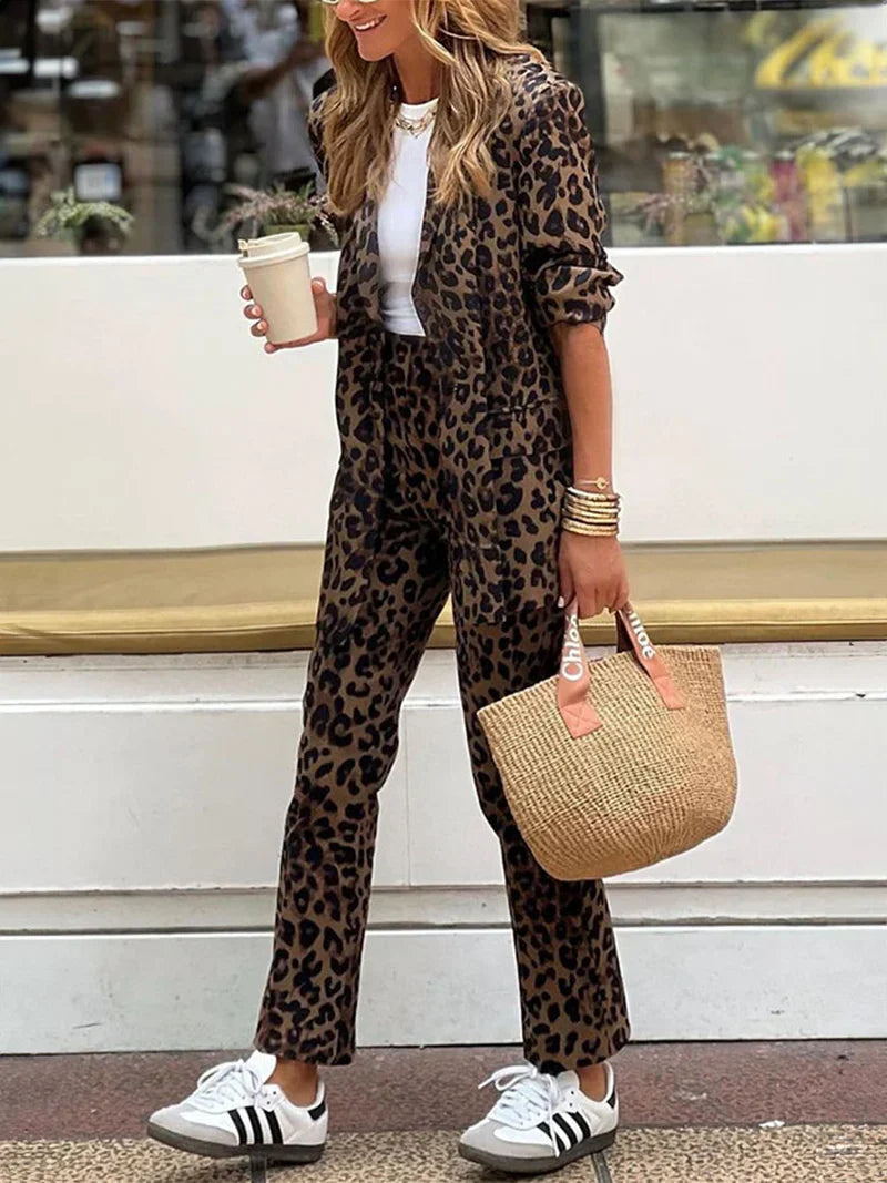 Sienna | Animal Print Blazer & Pants Set Image