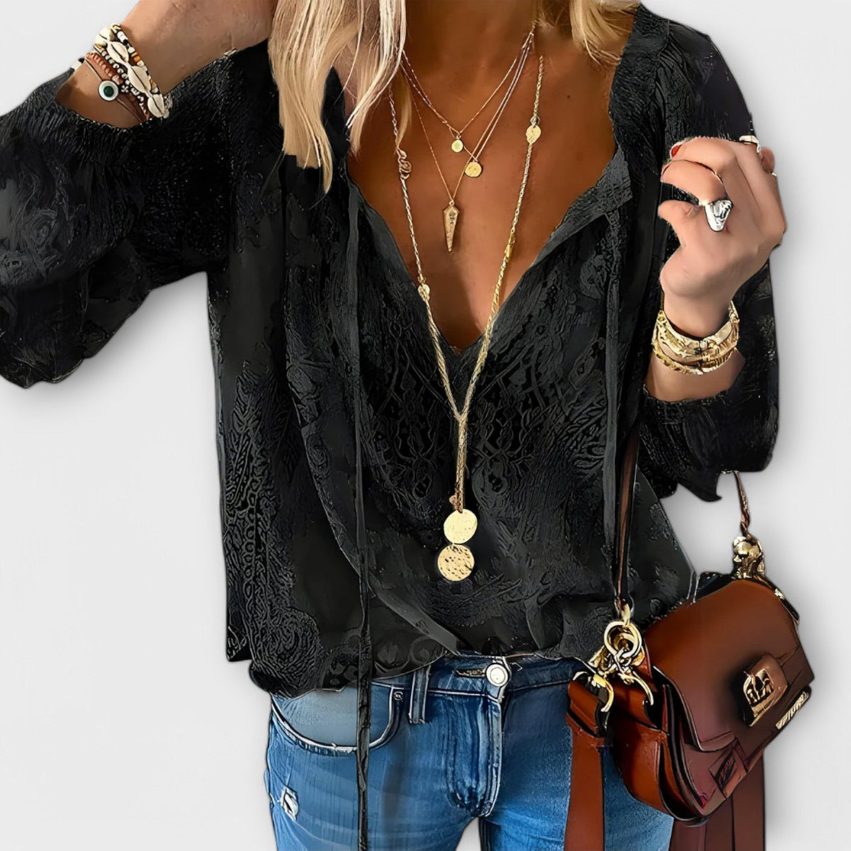 Fleur | Romantic Tie-Neck Blouse Image