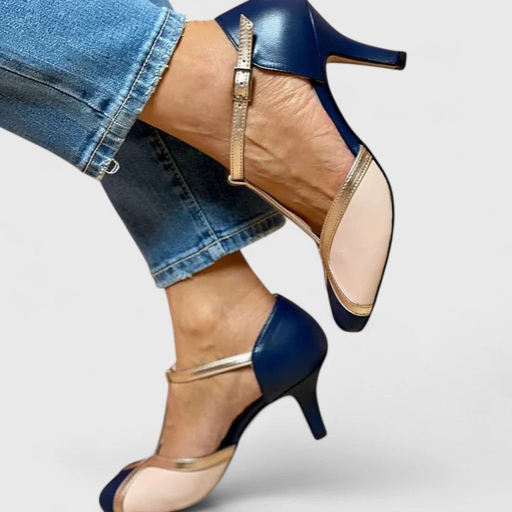Rachel | Comfortable Color Block Heels Image