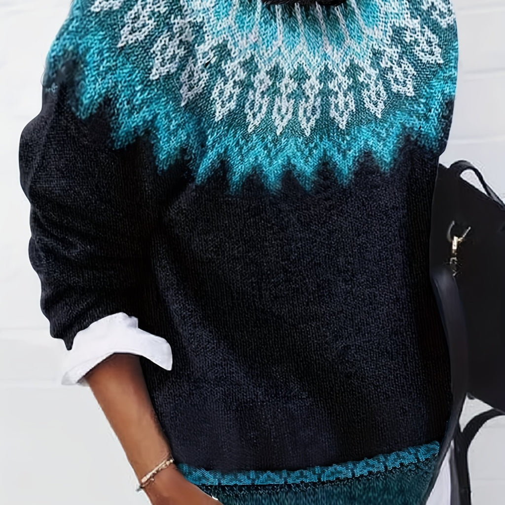 Brenna | Chunky Jacquard Round Neck Sweater
