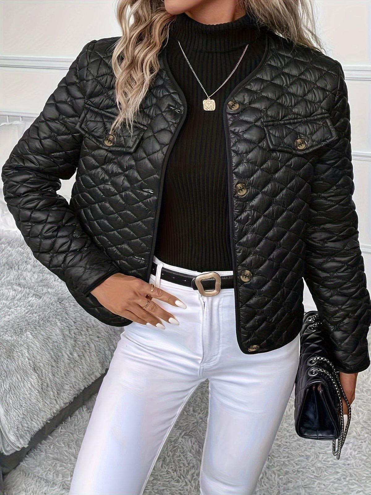 Helen | Quilted Diamond-Stitch Jacket Image