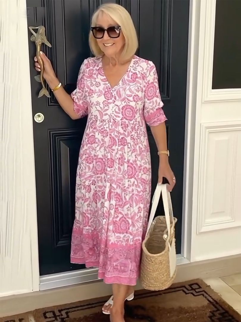 Rosalie | Graceful V-Neck Floral Dress Image