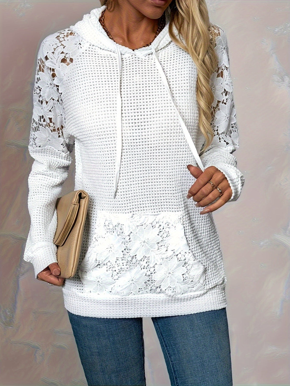 Linnea | Floral-Trimmed Hooded Top Image