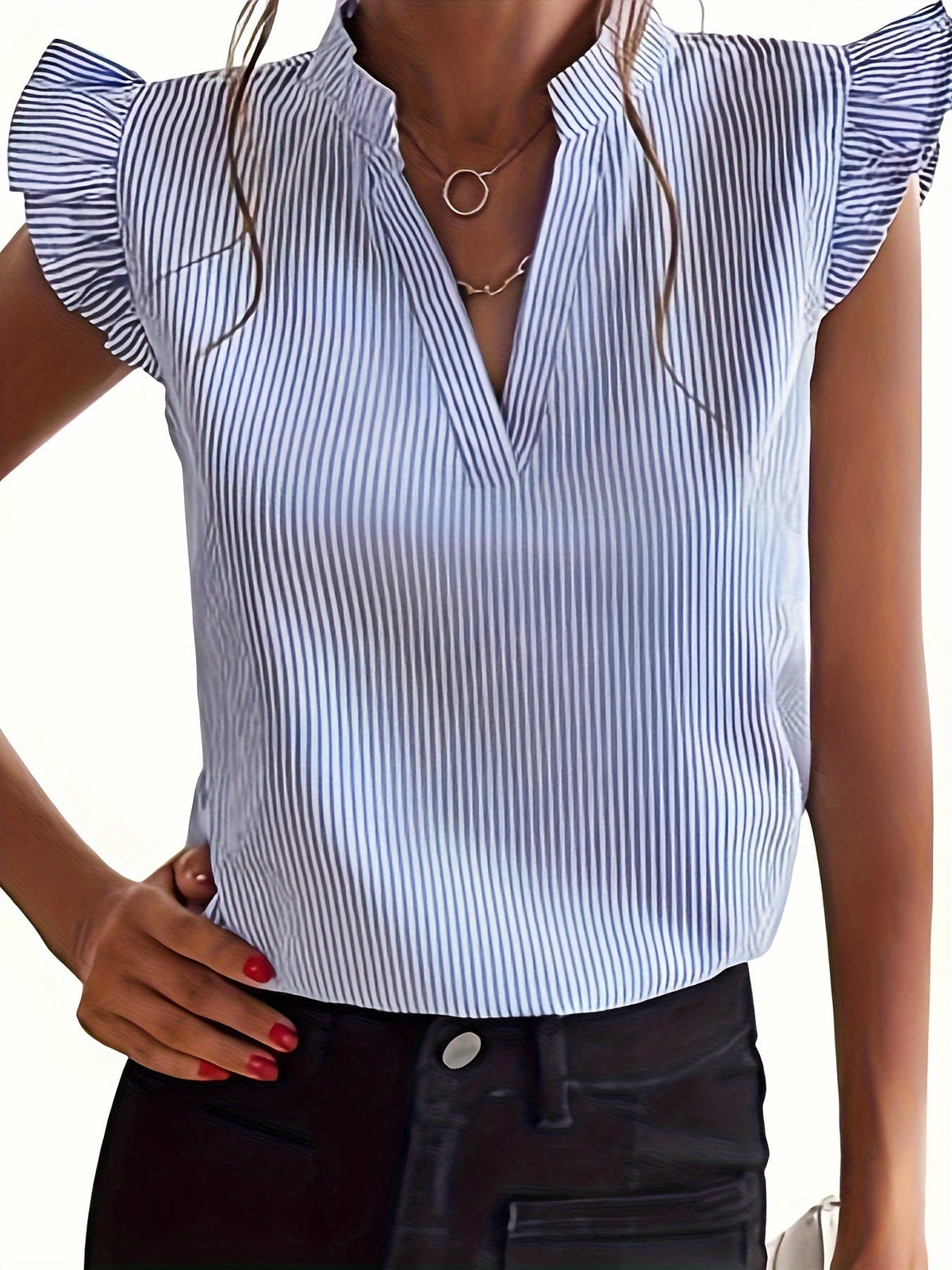 Rowan | Ruffle-Sleeve V-Neck Blouse Image