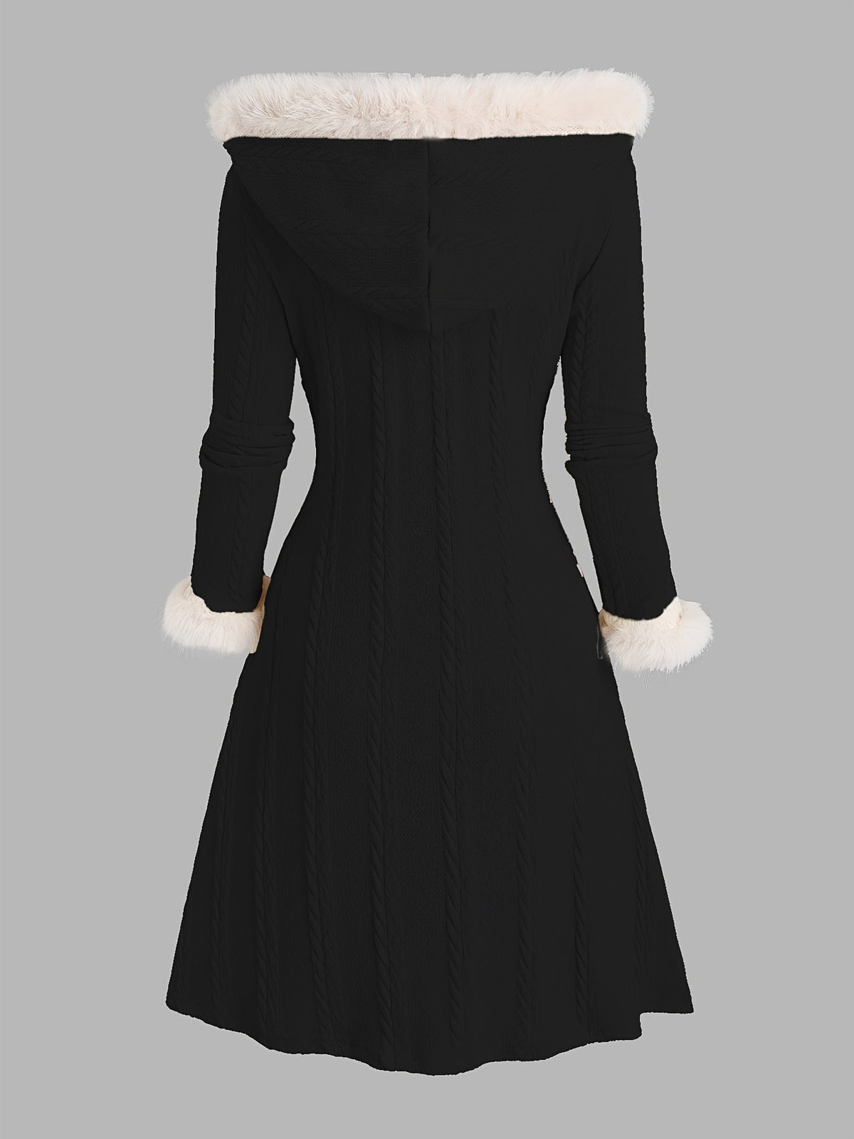 Nadia | Fur-Trimmed Hooded Longline Coat Image