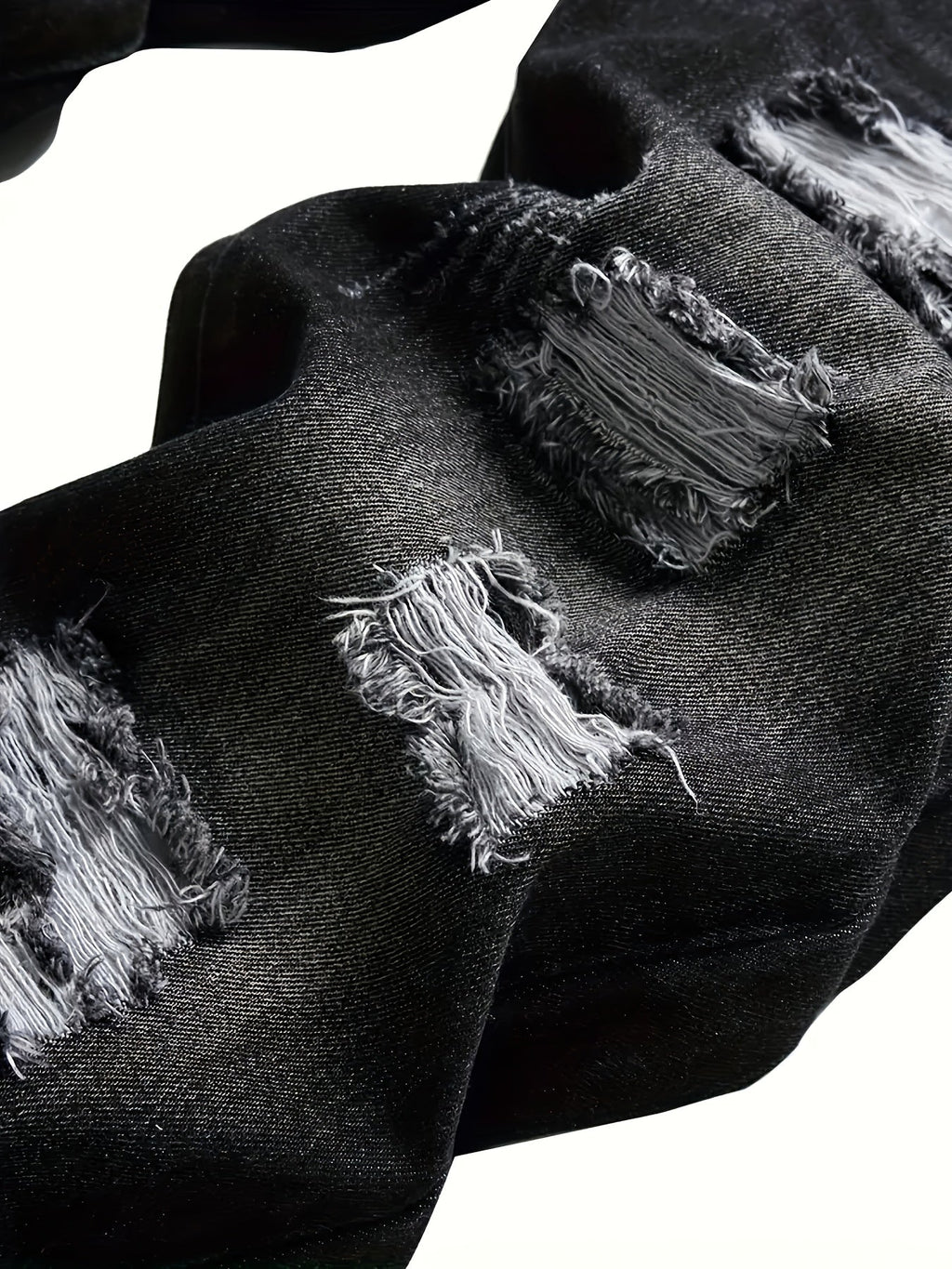 Men's Ripped Straight Leg Jeans, Washed Dark Gray