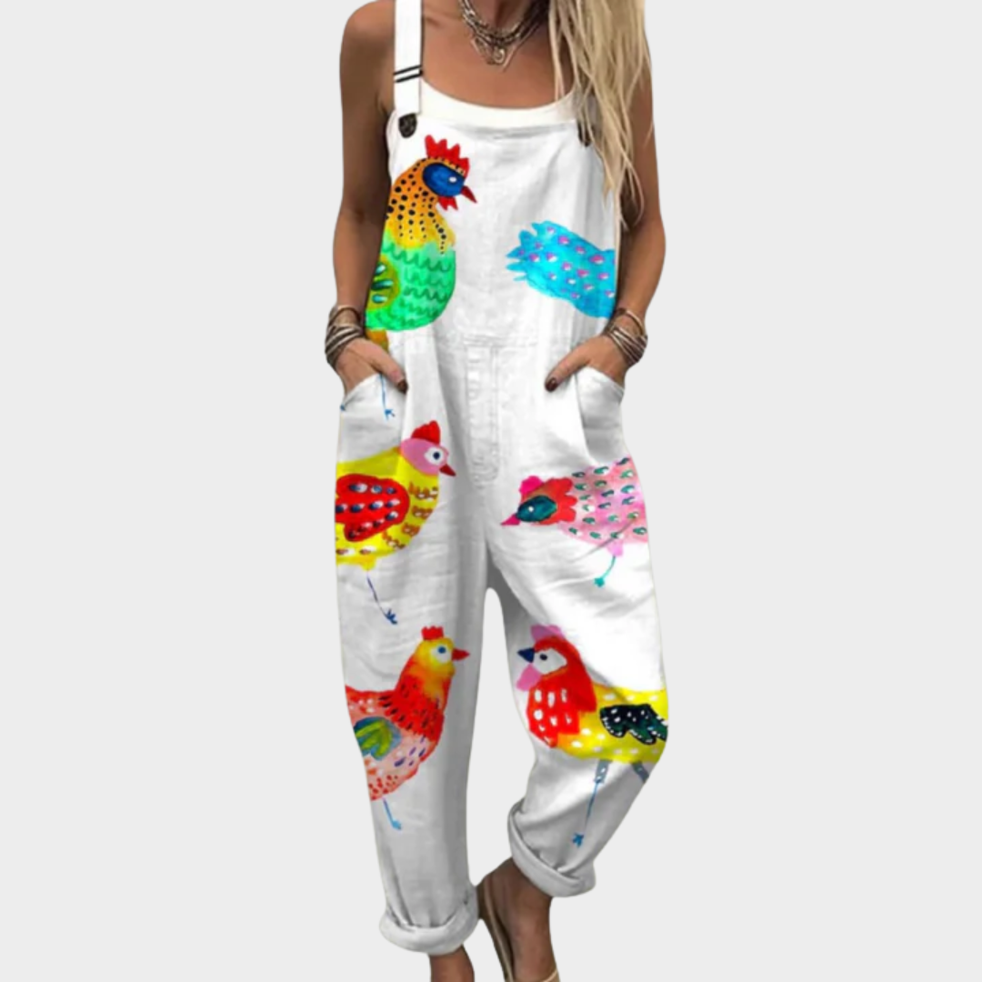 Beverly | Multicolor Chicken Art Jumpsuit Image