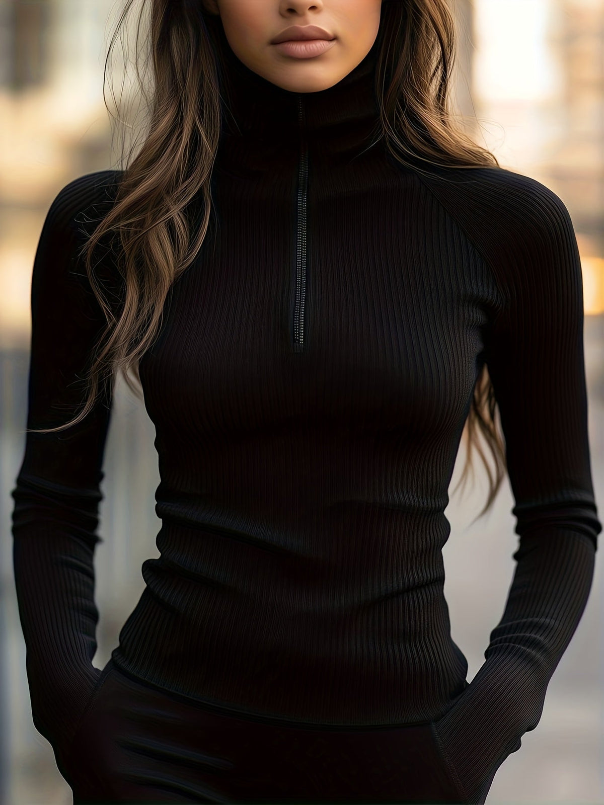 Sadie | Half-Zip High-Neck Top Image
