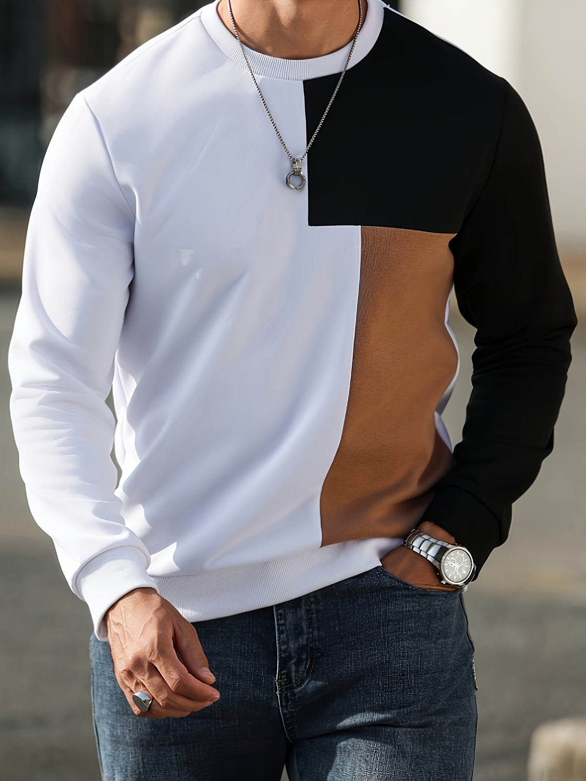 Ronald | Modern Colour-Block Sweatshirt Image