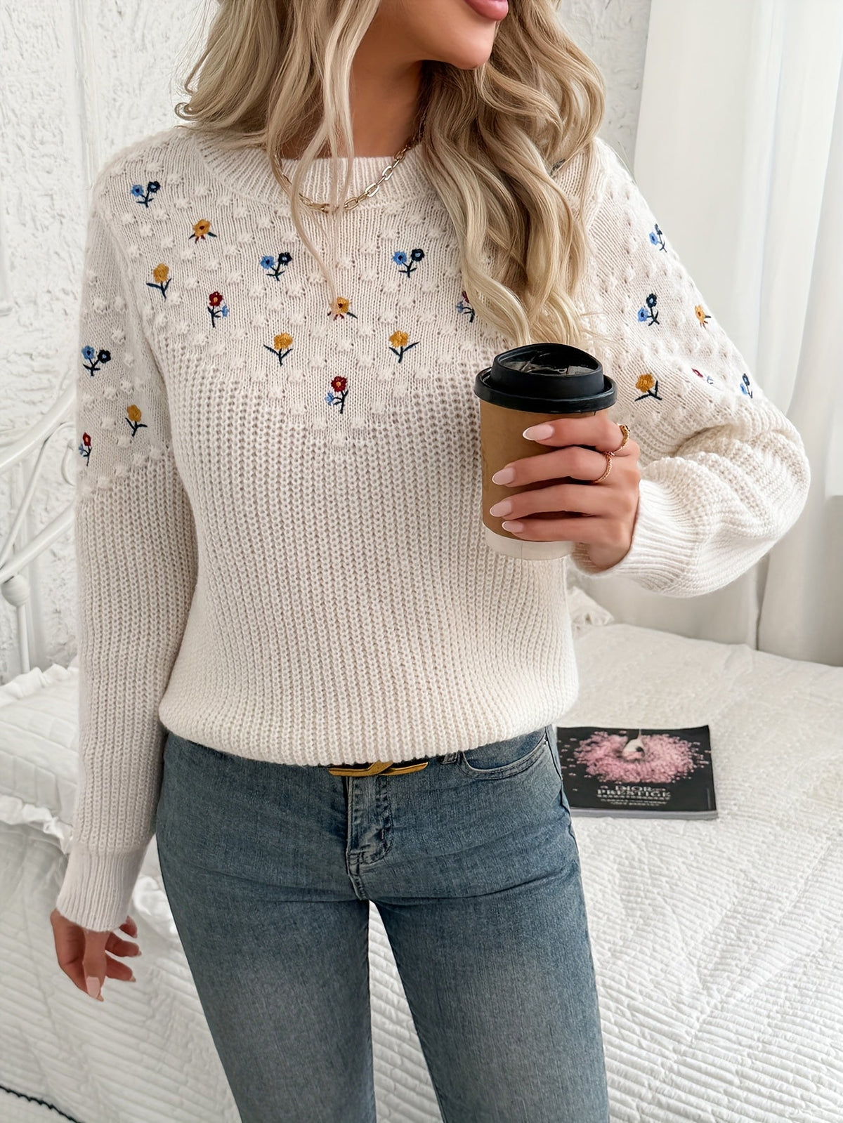 Wren | Floral Embroidered Knit Sweater Image