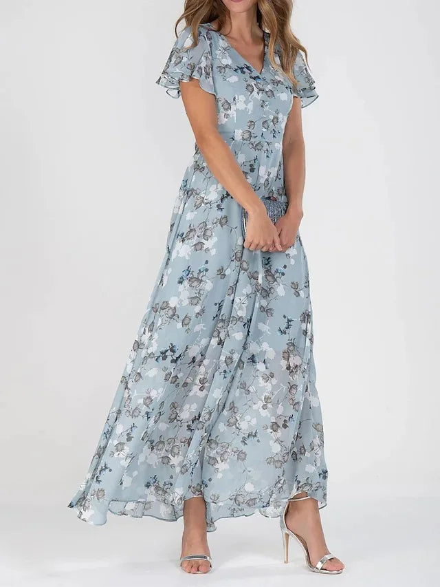 Lilia | Elegant Floral Short Sleeve Dress Image